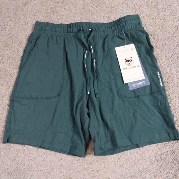 Pair of Thieves Shorts Medium Green Solid Super Soft Lounge Short NEW - Picture 1 of 7